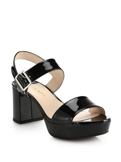 prada sport black patent leather sandals|prada patent leather sandals white.